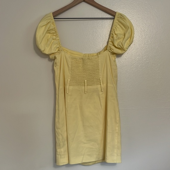 Revolve MAJORELLE ‘Adalyn’ Puff Sleeve Button-Front Mini Dress in Pale Yellow - Picture 9 of 12
